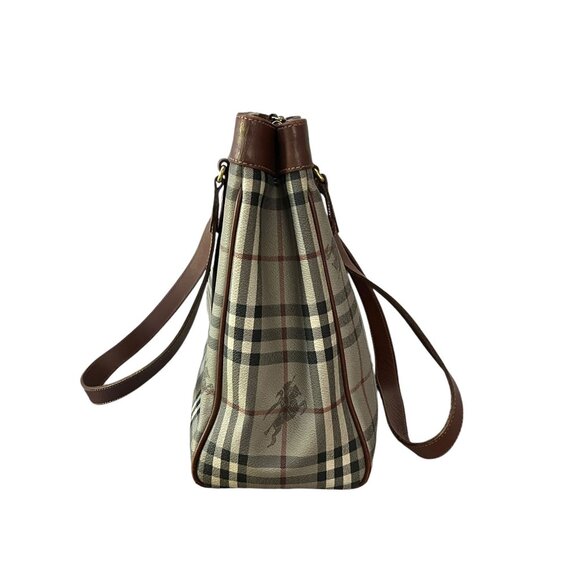 Burberry Haymarket Check Tote Gray Brown Bag Vintage Authentic Handbag - Picture 6 of 11